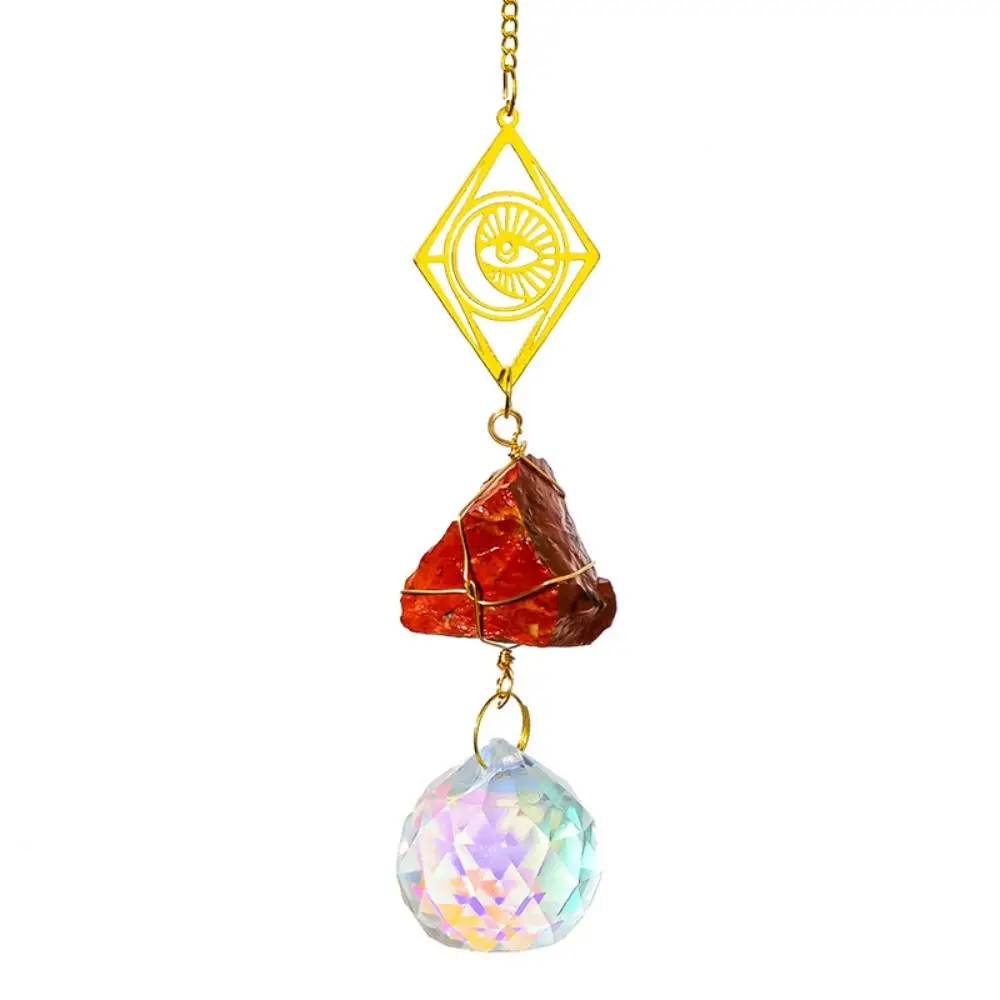 Natural Amethyst Wind Chimes Original Stone Festival Decor Crystal Pendant Landscape Handicrafts Sun Catcher Wind Chime