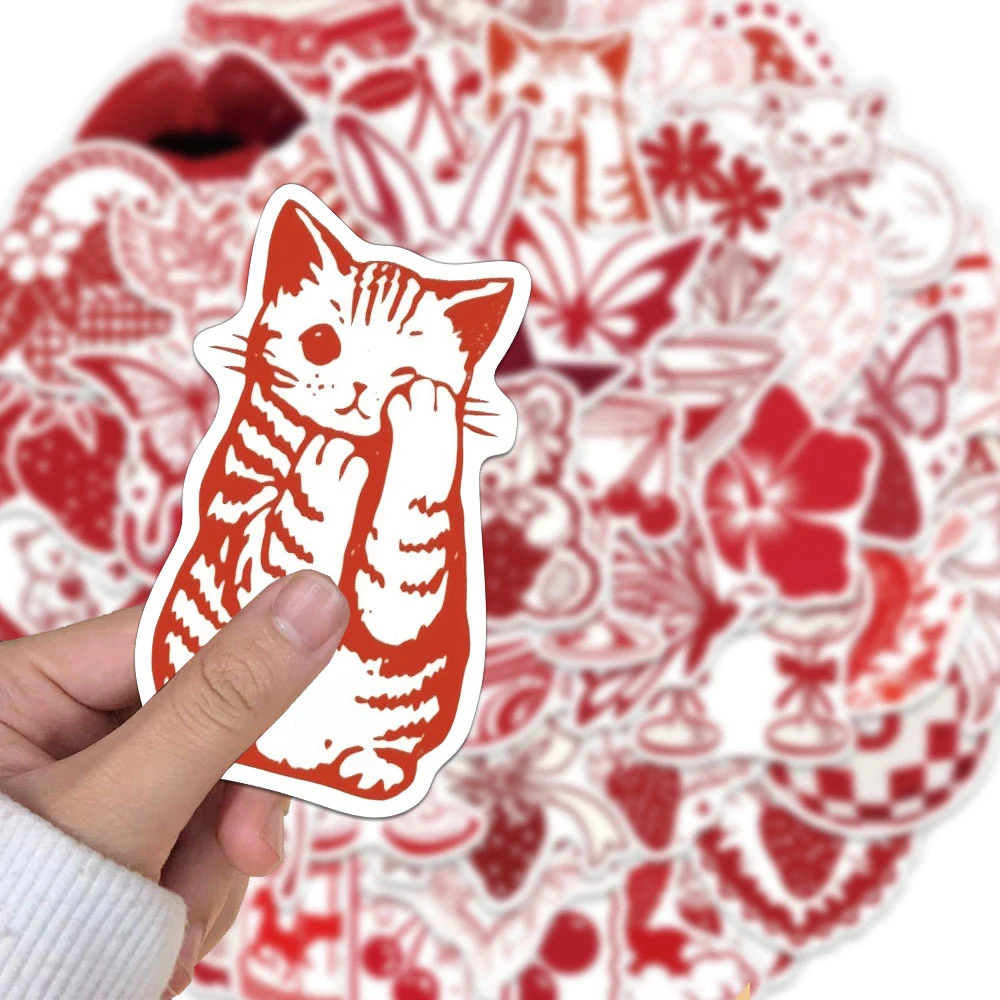 

10/30/50pcs Red Valentine's Day Sketch Sticker Fashion Cool Decal For Phone Luggage Guitar Skateboard Decal Sticker Holiday Gift