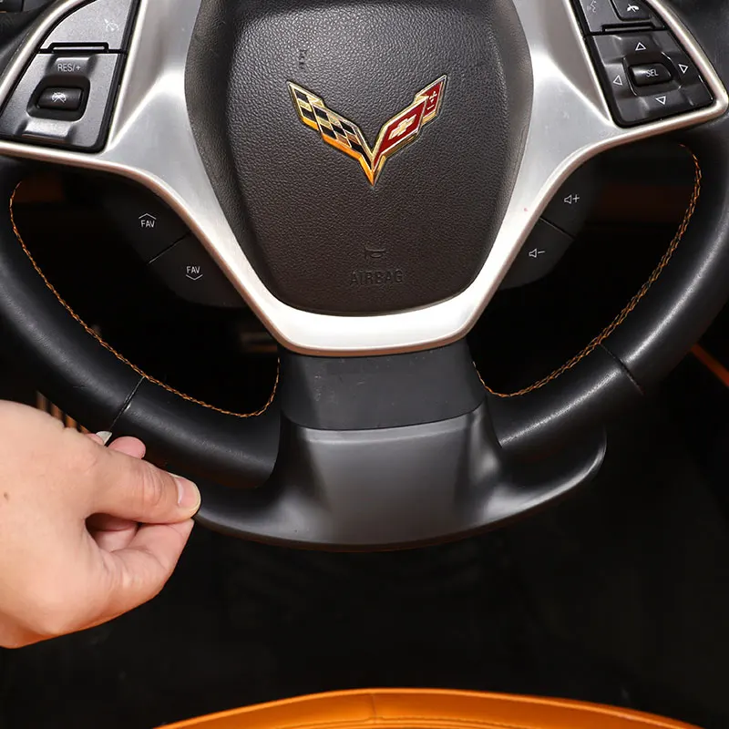 

for Chevrolet Corvette C7 2014-2019 ABS Matt black Car Steering Wheel Cover Trim Sticker interior Car accessory