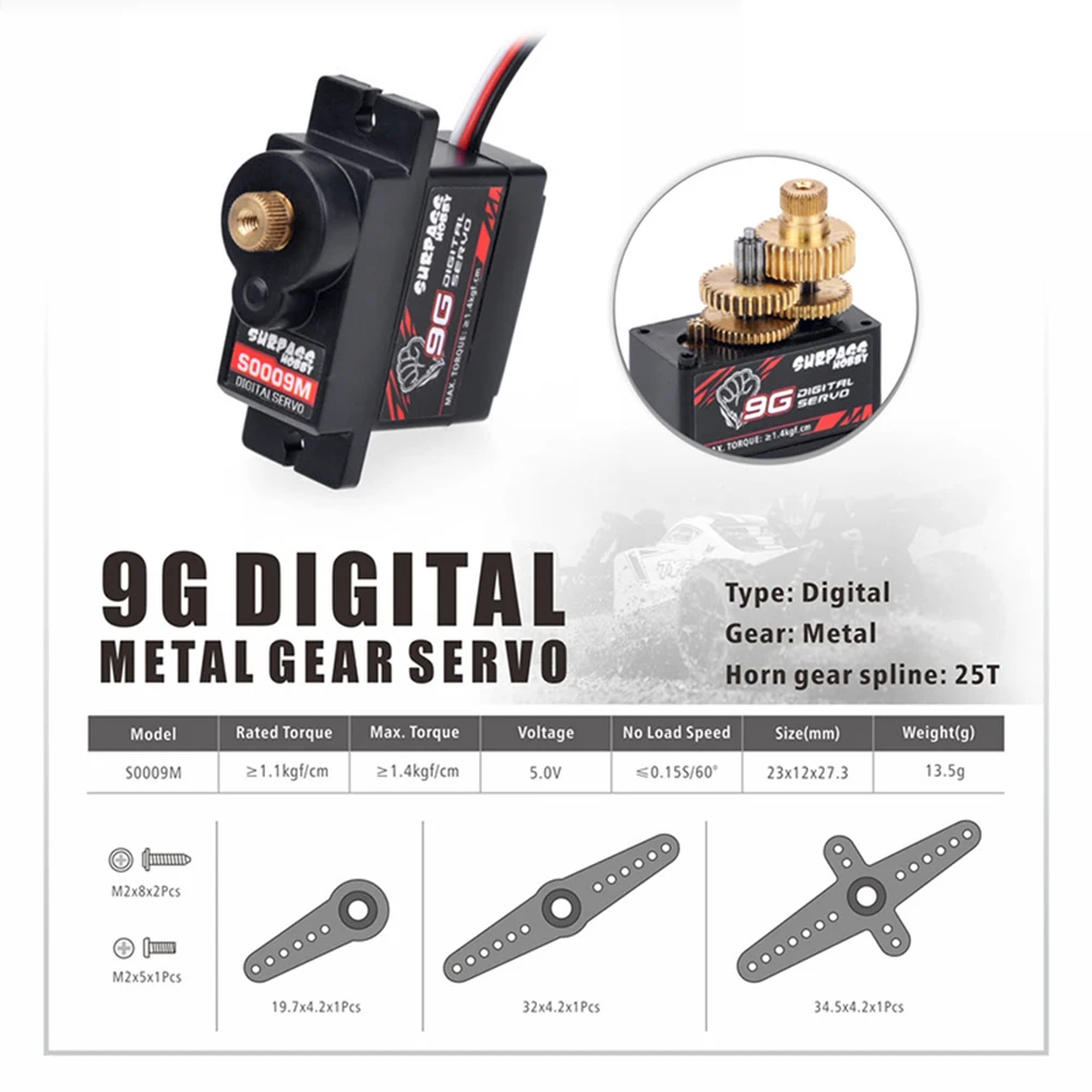 Overtreffen Hobby 4 Stuks S 0009M 9G Digitale Servo Metalen Versnelling Servo 1.4Kg Stuurinrichting Voor Rc Auto 'S Onderdelen Vliegtuig Boot Schip Vliegtuig