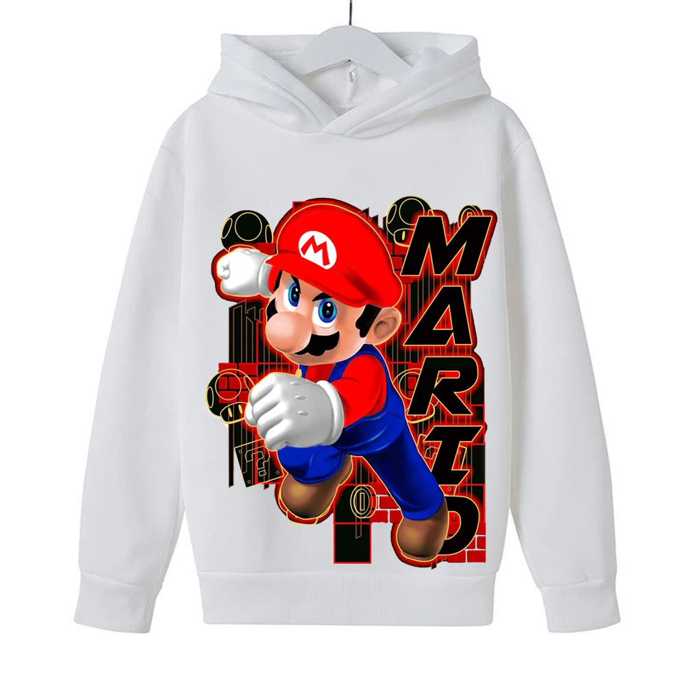 Gra Super Mario bros Bluza z kapturem dla dzieci Topy z długim rękawem Chłopcy Ubrania Dziewczynki Dziecko Kreskówka Moda dziecięca Wiosna Jesień Bluza