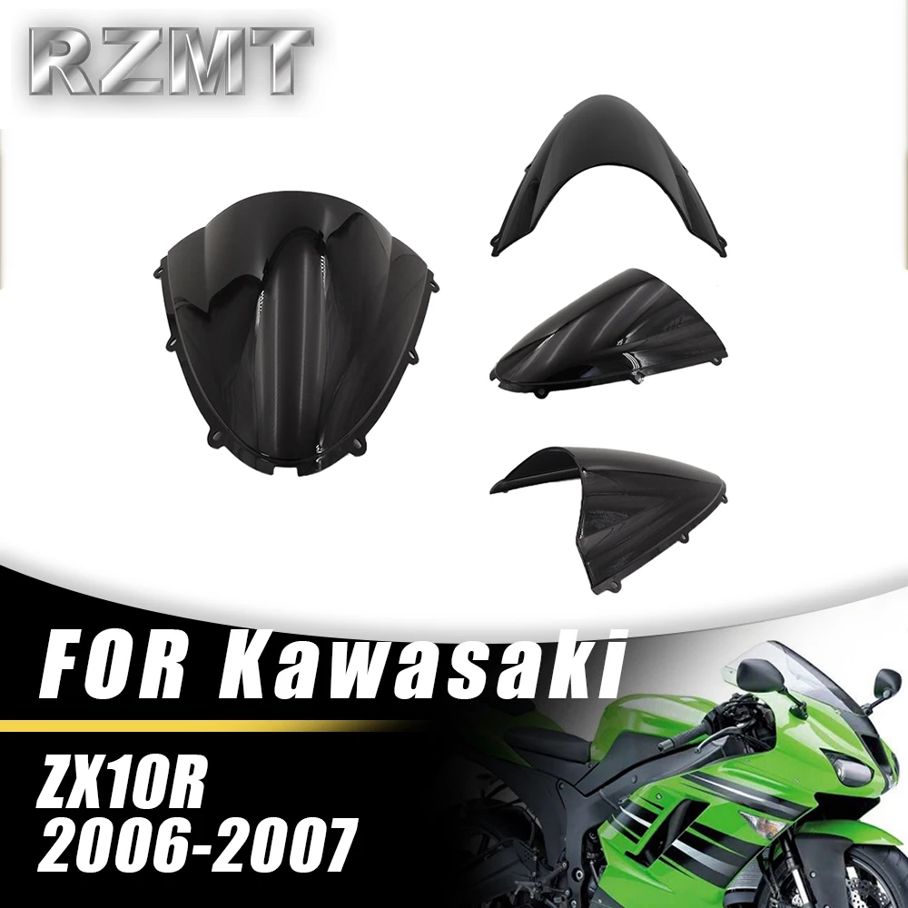 

ZX10R Front Double Bubble Wind Deflector Windscreen For KAWASAKI NINJA ZX-10R 2006-2007 Motorcycle Accessories Windshield Black