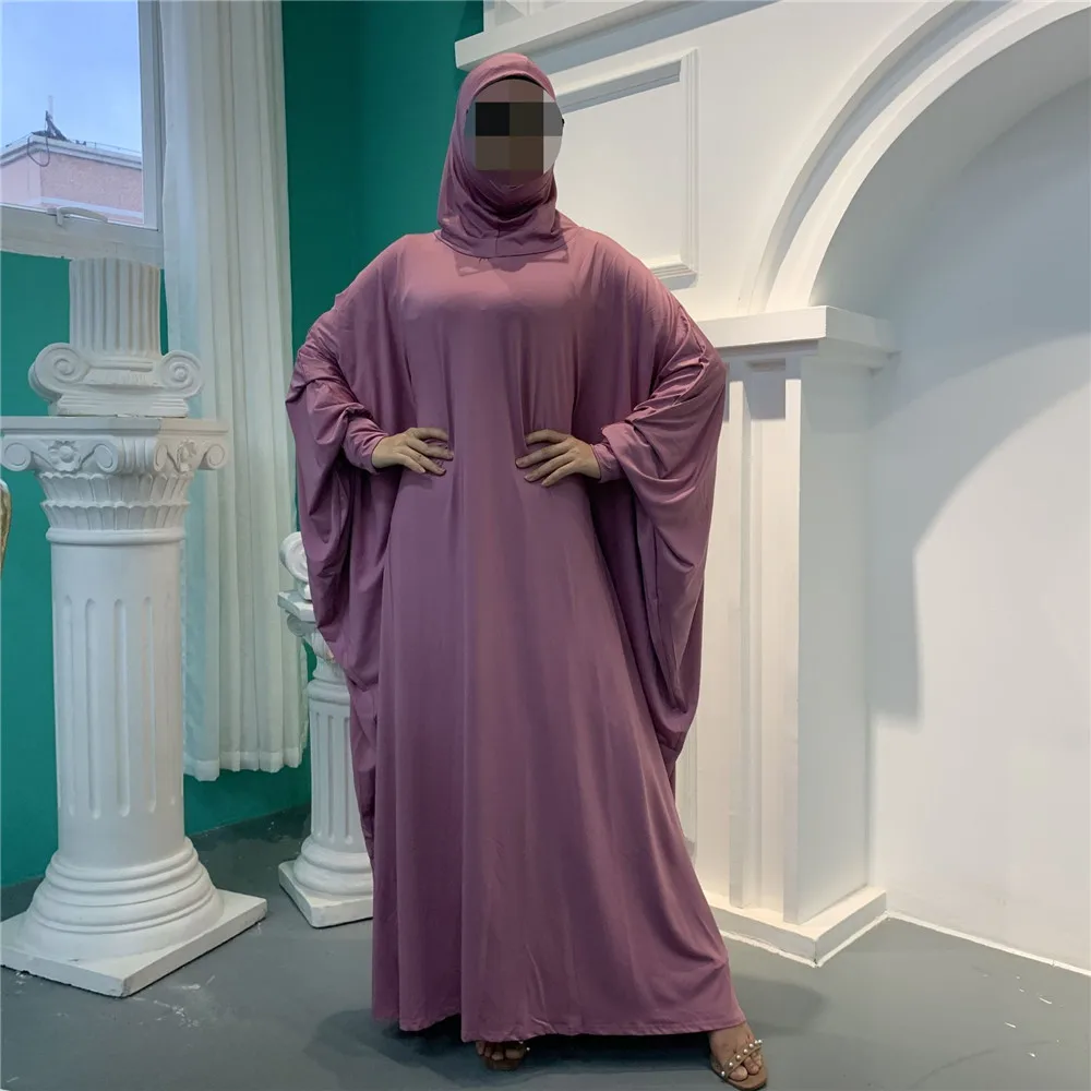 Muslim Women Abaya Long Khimar Eid Hooded Bat Sleeve Loose Maxi Dress Turkey Arab Robe Islamic Ramadan Full Cover Abayas Clothes