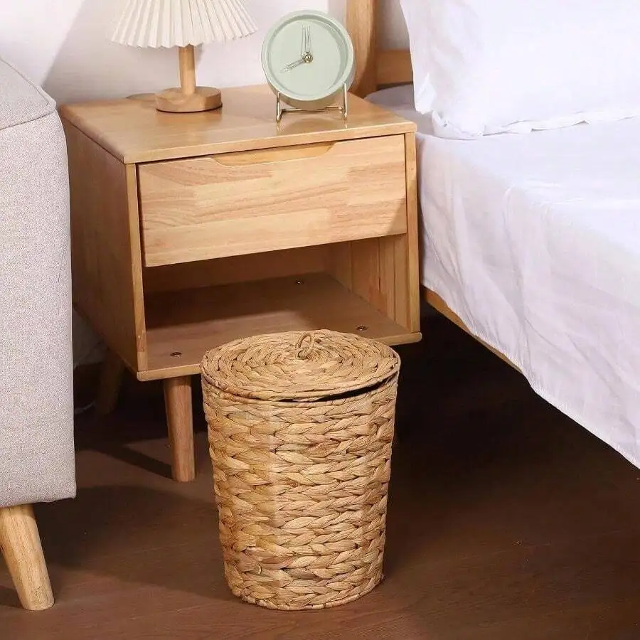 

Wicker Trash Can With Lid Boho Style Storage Basket For Bedroom Bathroom Kitchen