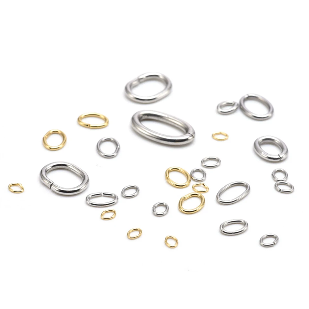 40PCS Stainless Steel 4/5/6/8mm Oval Open Side Single Loop Connectors Single Loops Jump DIY Jewelry Findings Supplies