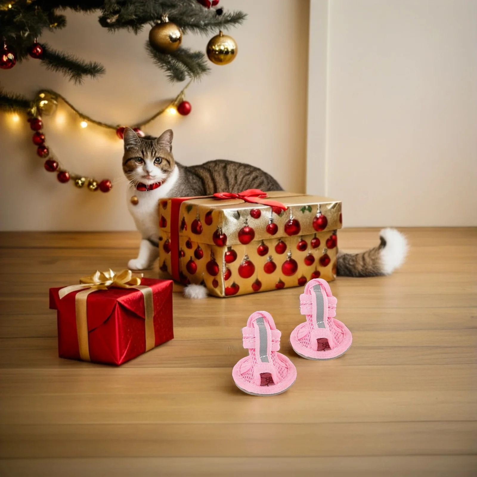 

4Pcs Shoes Breathable Mesh Pet Sandals Anti-Slip Flexible Soles Protect Paws from Heat Ideal for Pavement