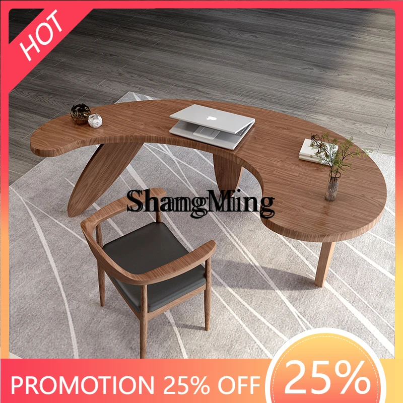 

CL solid wood simple modern special-shaped president computer desk creative light luxury design arc desk