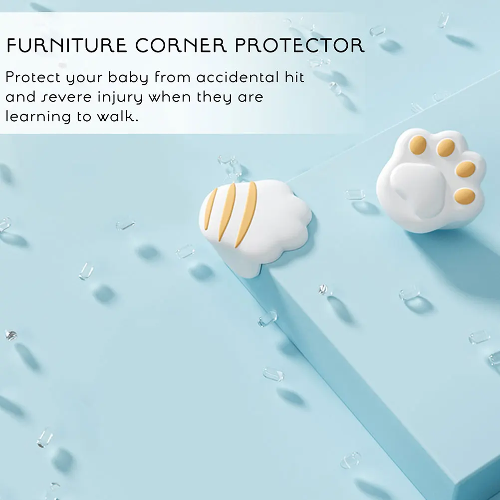 

4pcs Silicone Corner Protectors Durable Child Safety Desk Edge Furniture Baby Proof White Cat Claw Design Bookshelf