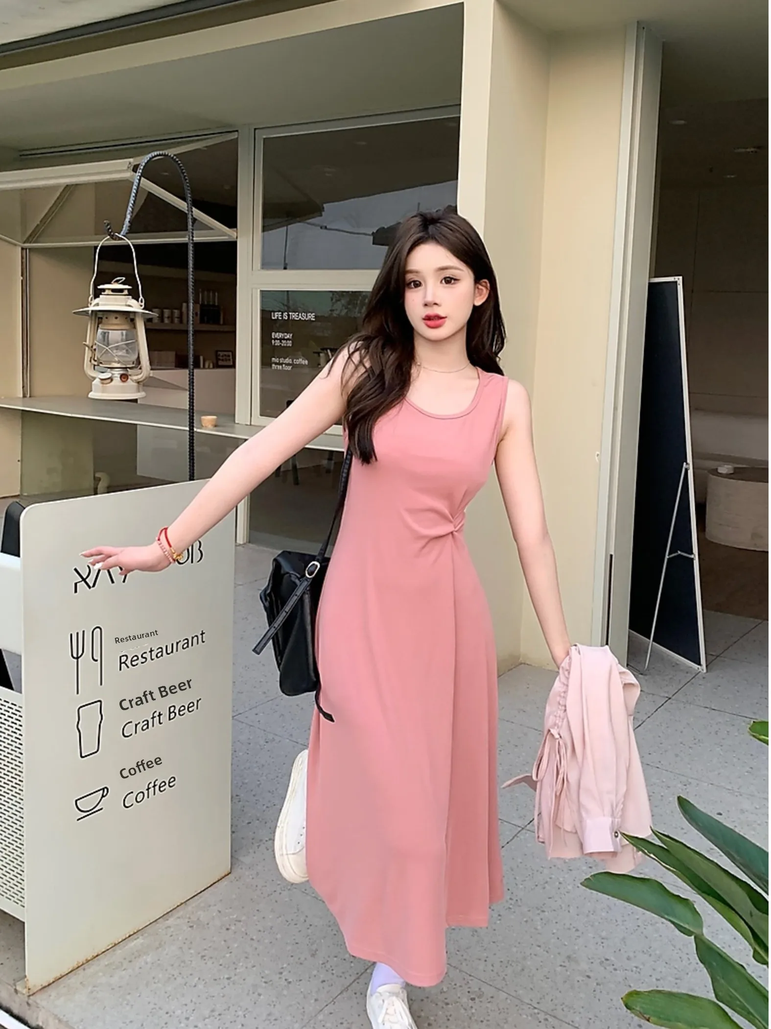 

plus Size Casual Korean Sle Belted Strap Dr Women's Spring Summer New Age Reduction Sun Protection Open Cardigan Top Set