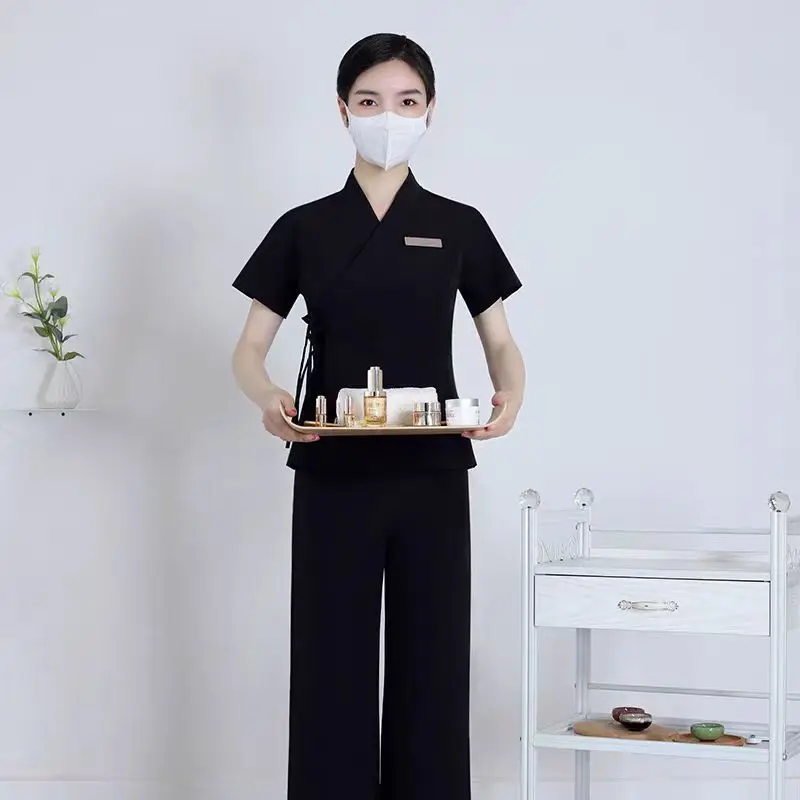 Chinese Foot Bath Technician Long Sleeve Working Clothes Beauty Salon Beautician SPA Uniform Gym Skin Manager Workwear Wholesale