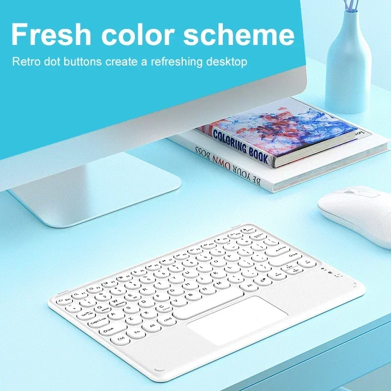 Teclado sem fio compatível com bluetooth, touchpad, teclados para telefone celular, pc, tablet, android, windows