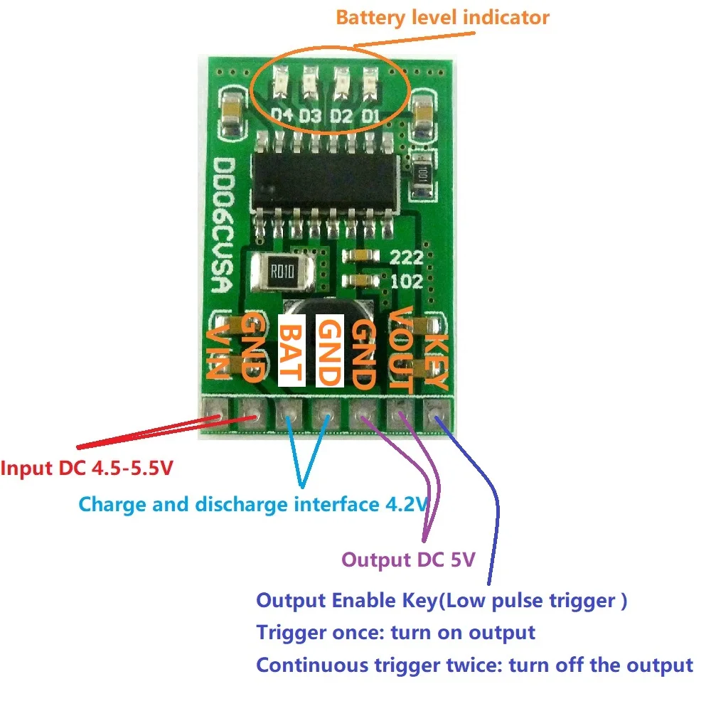 

4 in 1 2.1A 4.2V Charge Discharger DC-DC Boost Converter 3.7V to 5V Mobile Power Diy Power Supply Module DD06CVSA