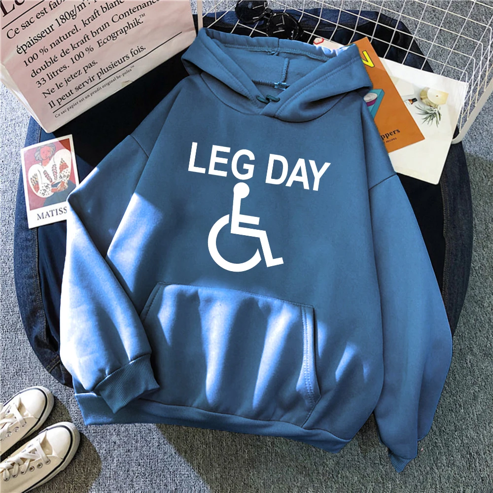 

leg day Prints man Hoodies Breathable Comfortable Pocket Sweatshirts Autumn Winter Fleece Warm Pullovers men Female Clothing