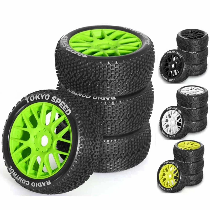 4Pcs 110Mm 1/8 RC Car Buggy Wheels Tire 17Mm Hex For ARRMA Typhon Talion Traxxas Redcat Team Losi HPI HSP VRX RC Car