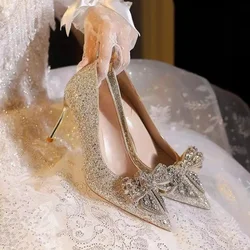 Pointed Toe Thin Heel Fashion Sexy Women's Super High Heel Women's Shoes 12cm Large Gold Silver Women's Shoes High Heels Banquet