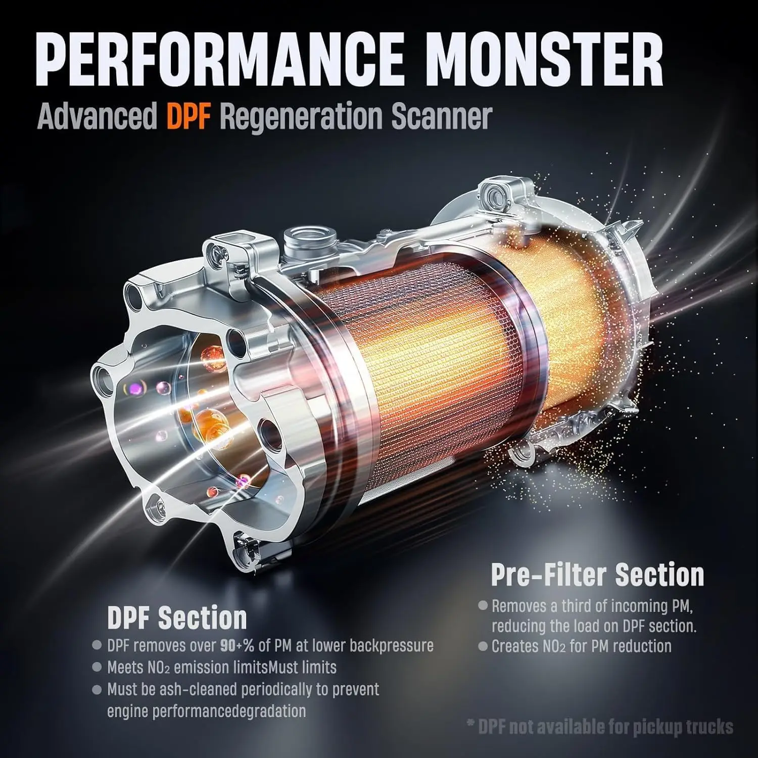 ANCEL HD100 Skaner do pojazdów ciężarowych z funkcją resetowania DPF i wymuszonym regenerowaniem, skaner diagnostyczny do wszystkich systemów, do silników diesla Cummins Detroit