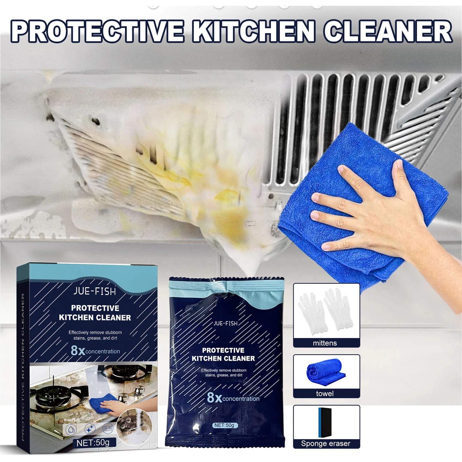 Household Degreasing Powder Kitchen Extractor Hood Concentrated Heavy Oil Pollution Cleaner Household Kitchen Cleaning Supplies