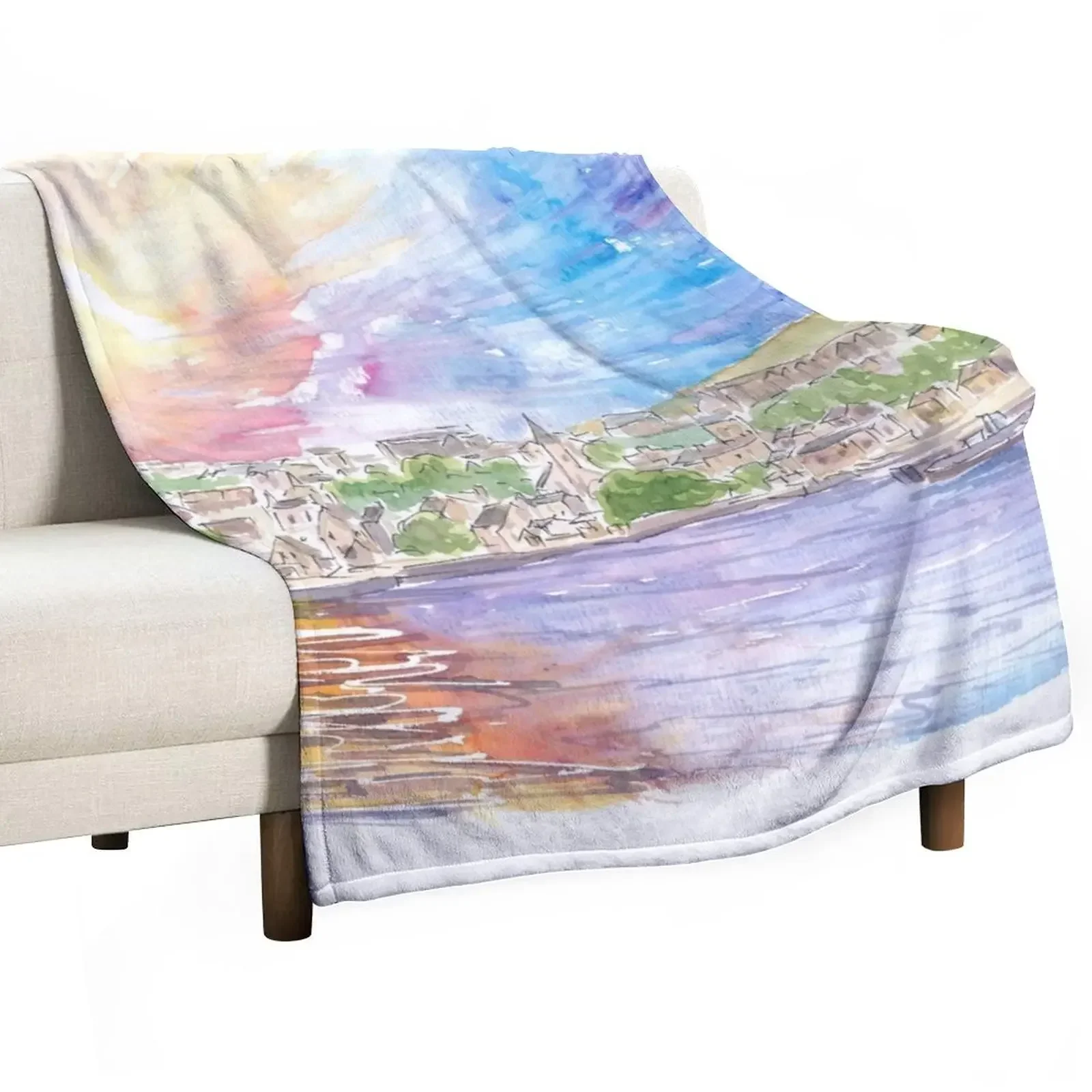 Stromness Orkney Islands Astonishing Sun over Mainland Throw Blanket Polar Fashion Sofas Blankets