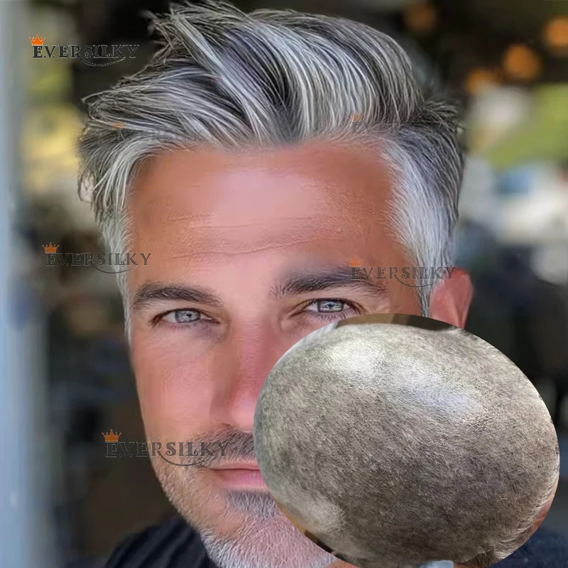 

Super Thin 0.1mm Skin PU Durable Men Toupee Grey 1B10 1B50 1B65 Hairpiece 1B# Black Brown Blonde 100%Human Hair Natural Hairline