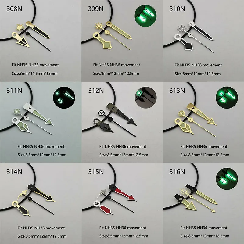 시계 손 NH35 핸드 그린 슈퍼 루미너스 핏 NH35 NH36 무브먼트 시계 액세서리 부품