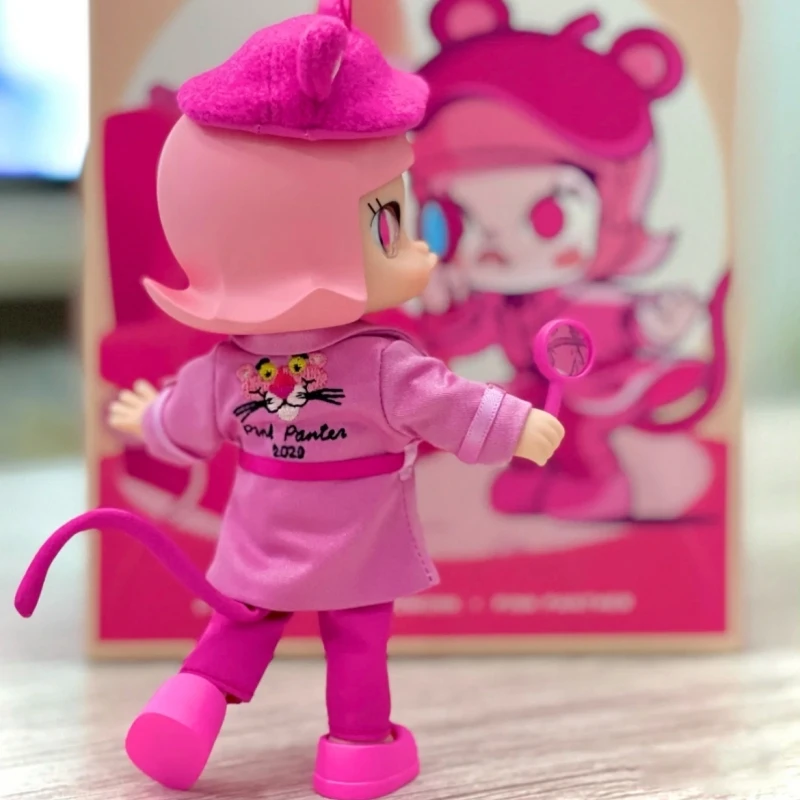 Genuine Molly Pink Panther Anime Action Figure Kawaii Bjd Doll 14cm Pvc Model Toy Tabletop Decoration Creative Gift For Girls