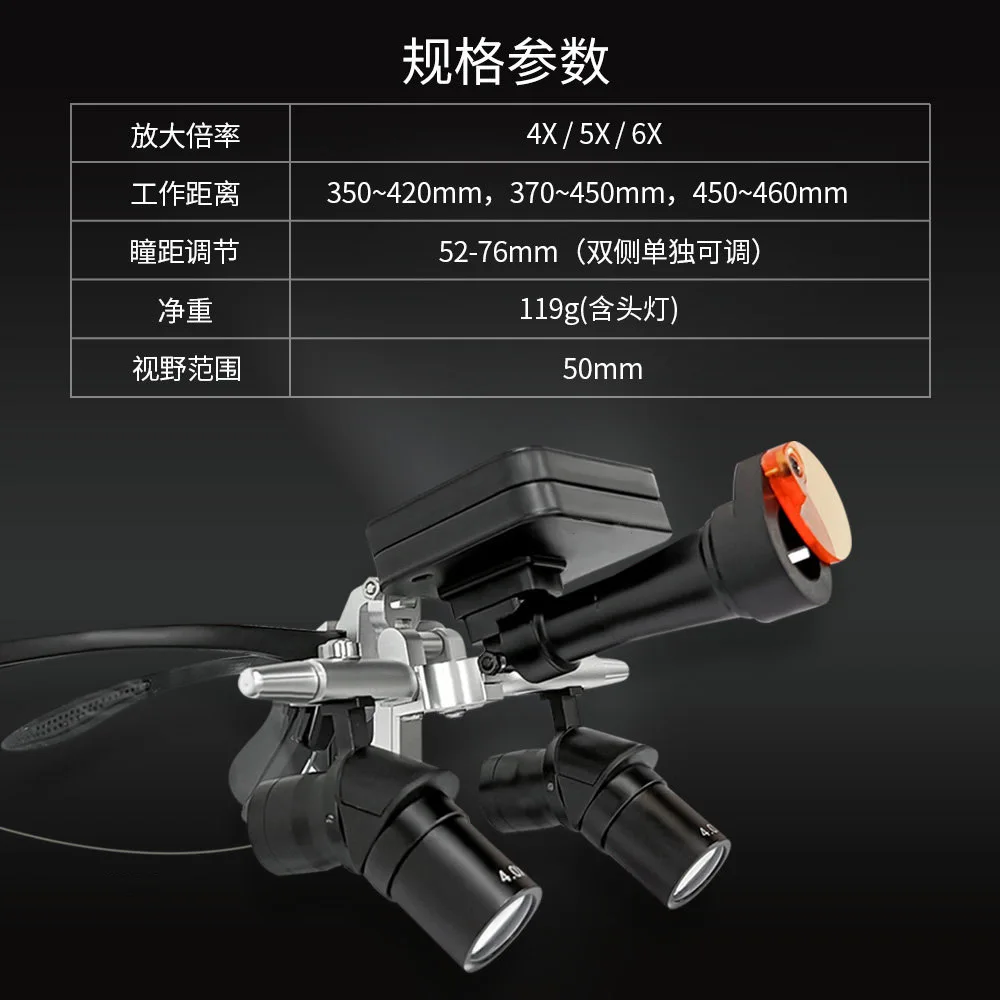 4‑6X Wireless Magnetic Head‑Worn HD Multi‑Angle Magnifier Headlamp for Dental ENT Oral Teeth Examination