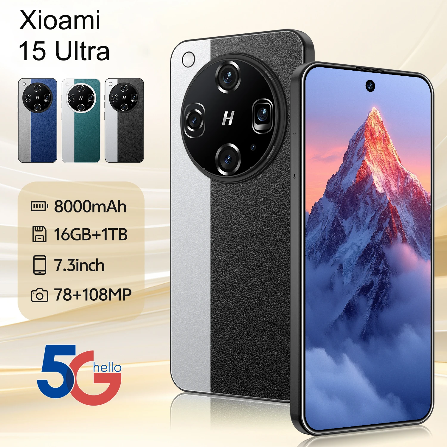 

2025 New Hot Xioami 15 Ultra 7.3HD Global Edition Original Smart Dual Card 7800mAh Battery Facial Recognition Function