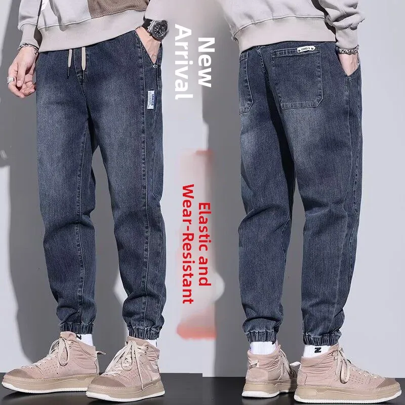 Men's Loose Fit Elastic Waist Cargo Jeans Spring Autumn Wear Resistant Stain Resistant Comfortable Cotton Stretch Denim Pants