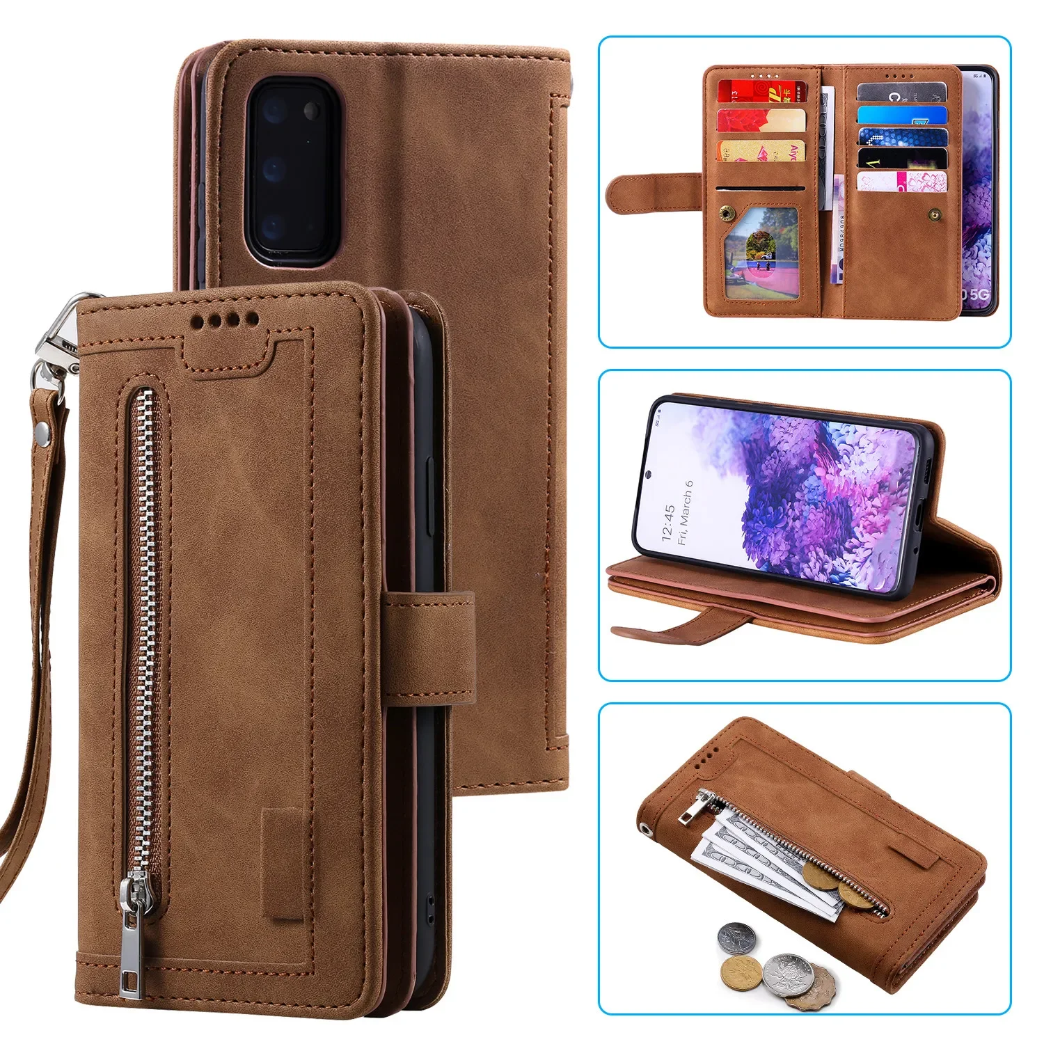 Luxury Leather Case For Samsung Galaxy A7 A6 A8 J6 2018 A5 A3 J7 J5 J3 2017 A750 J730 Zipper Card Wallet Flip Book Case Cover