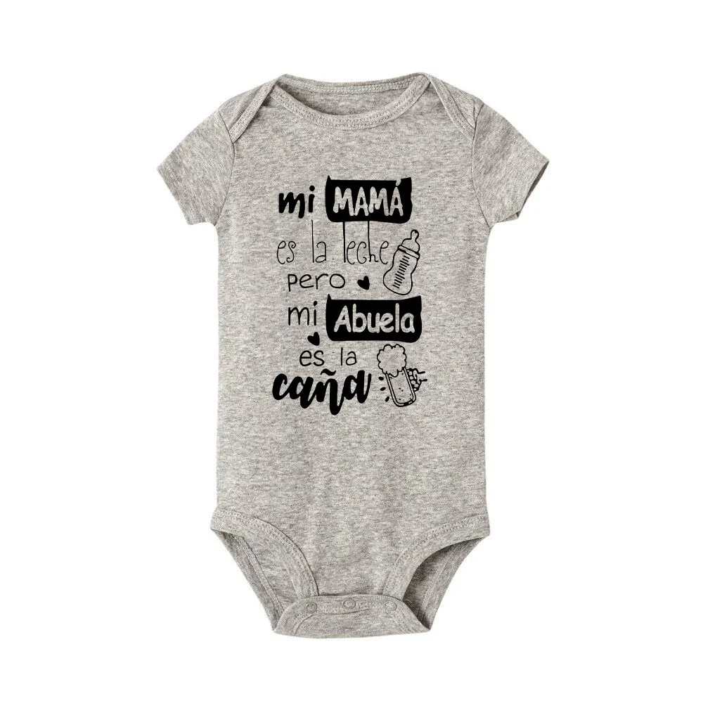 My Mom Is The Milk But My Grandfather Is The Cane Baby Romper Infant Short Sleeve Bodysuits Mothers Day Toddler Outfits