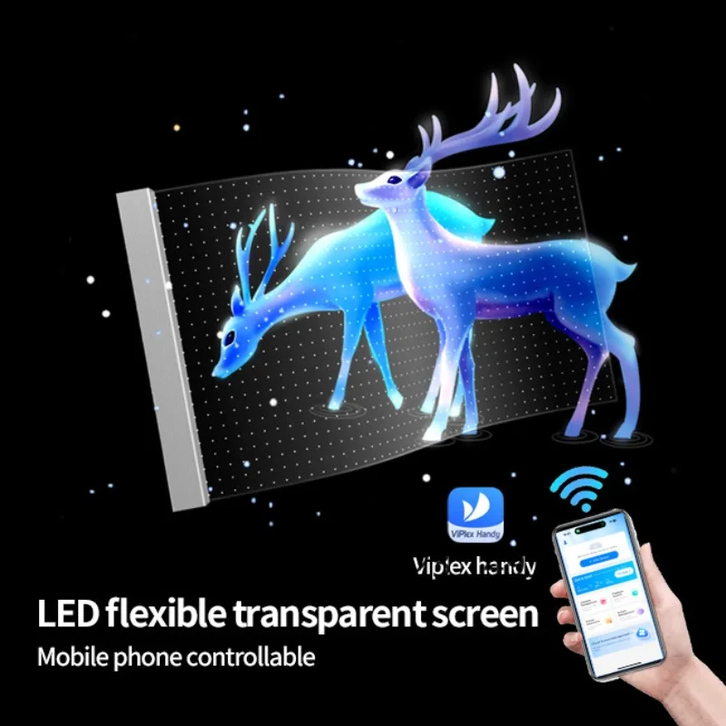 

P4 Flexible Transparent PC Resin LED Film Screen Indoor Shopping Center Advertising Display 1 Year Warranty