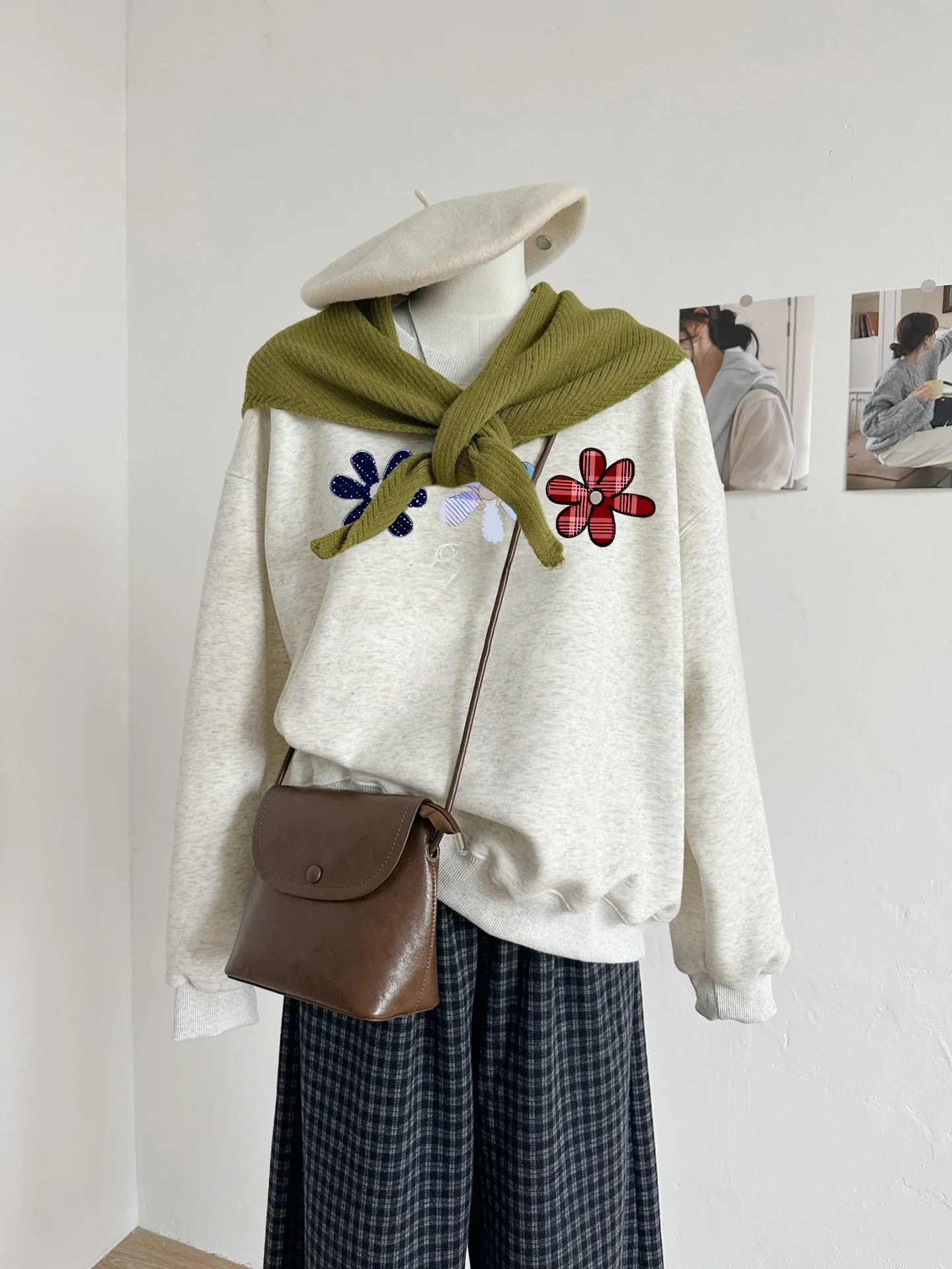 

Корейская толстовка с цветочным принтом, длинная, с капюшоном, повседневная женская кофта, модная, весна-осень, бренд Little A...