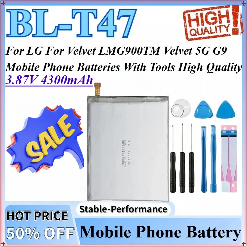 

3,87 В 4300 мАч BBL T47 L-T47 Аккумуляторы для мобильных телефонов LG Для Velvet LMG900TM Velvet 5G G9 Аккумулятор с инструментами Высокое качество