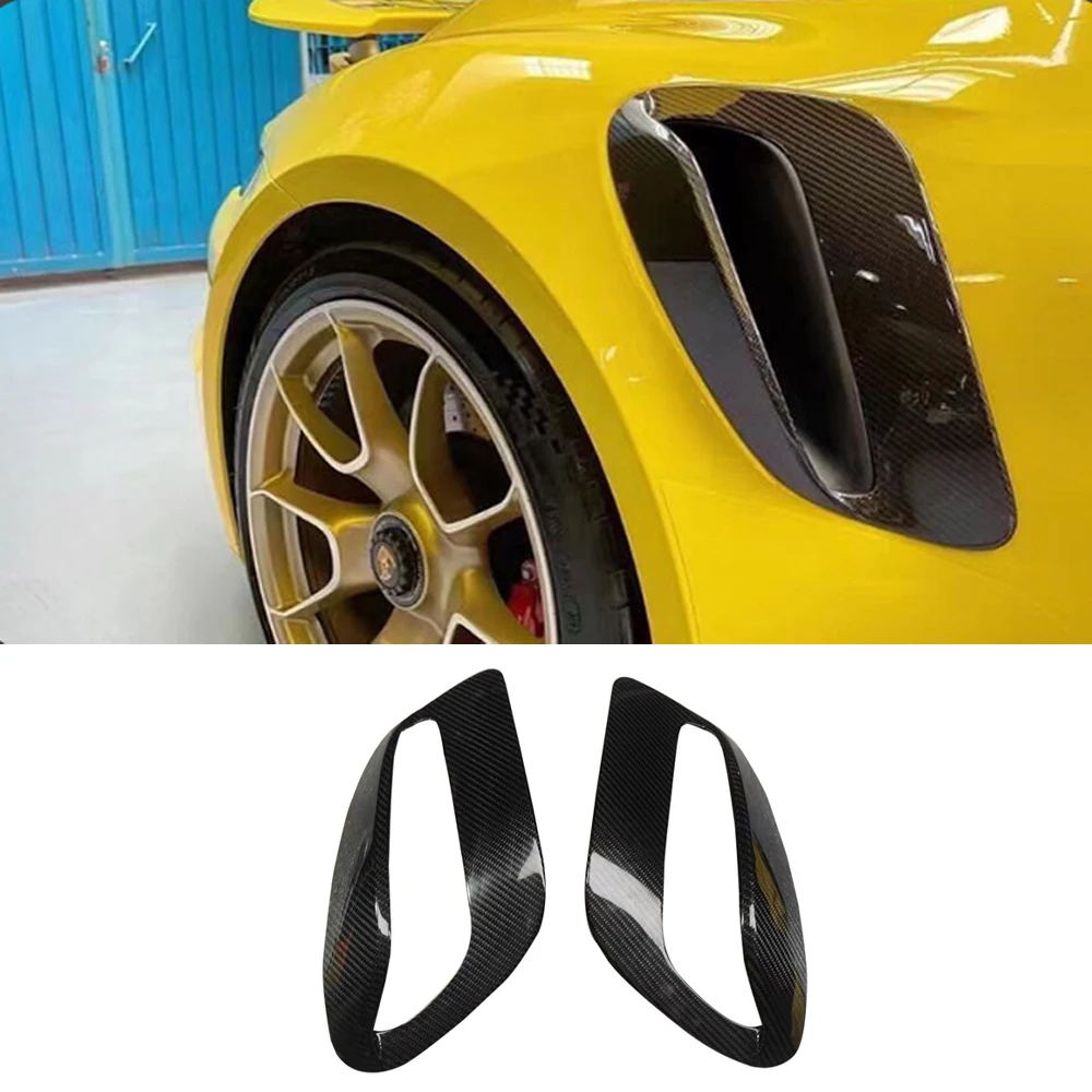 

For Porsche 911 992 2018 19 20 21 22 Real Carbon Fiber Rear Side Vent Fender Air Fin Intake Scoop Trim Cover Tuning Accessories