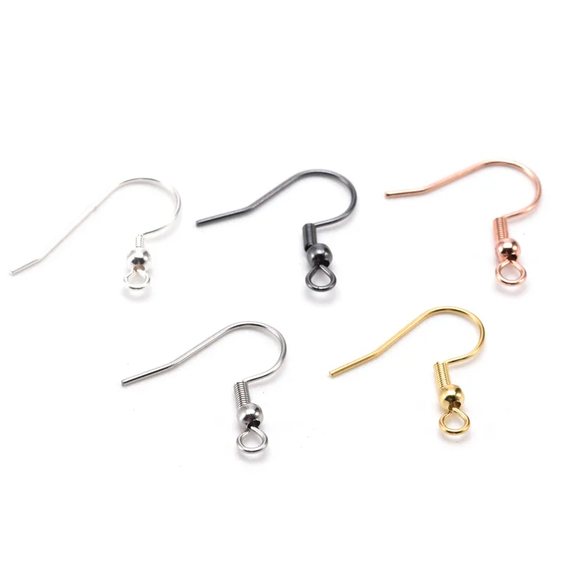 20Pcs Stainless Steel Gold Plated French Fish Hooks Wires With Bead Ball Ear Hooks Coil For Diy Earrings Jewelry Making Finding