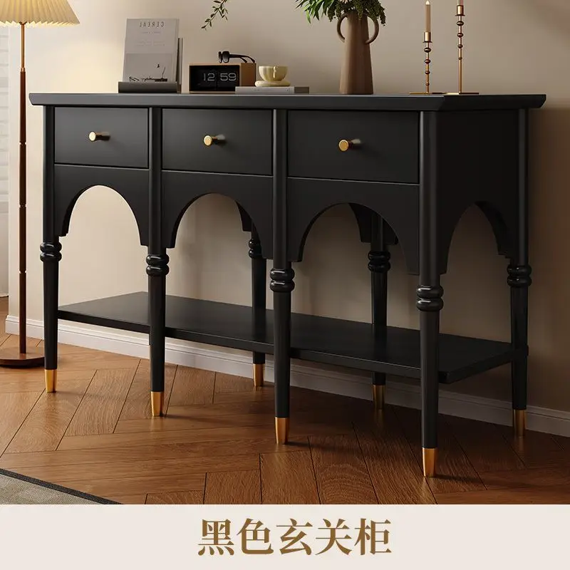 Factory Direct 2026 Light Luxury Solid Wood Medium Antique Closure Cabinet Bucket Cabinet Side Cabinet Locker Shelf