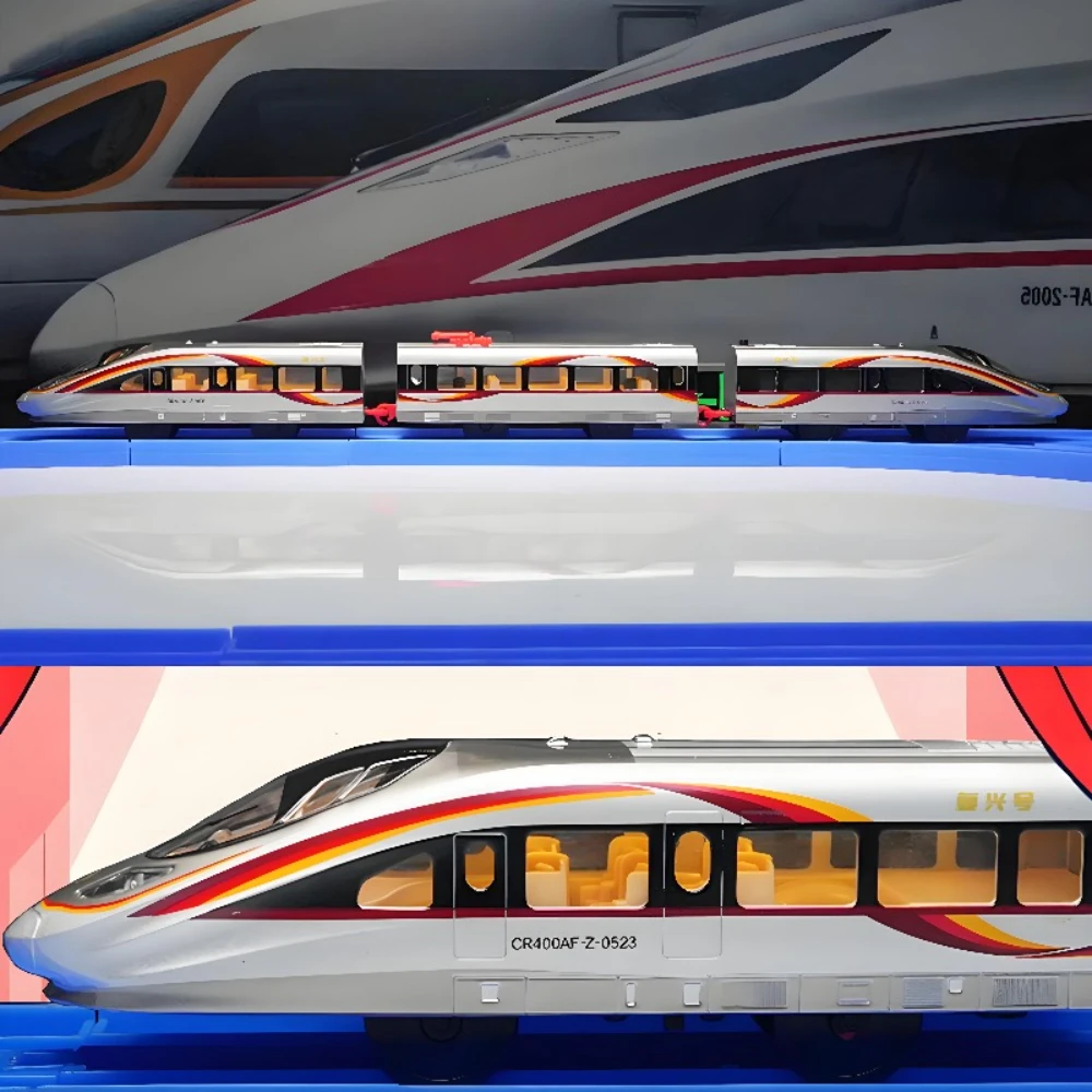 لعبة قطار Fuxing CR400AF-Z مجموعة قطار سبيكة لعبة كهربائية 3 أقسام مسار السكك الحديدية لعبة أطفال هدية