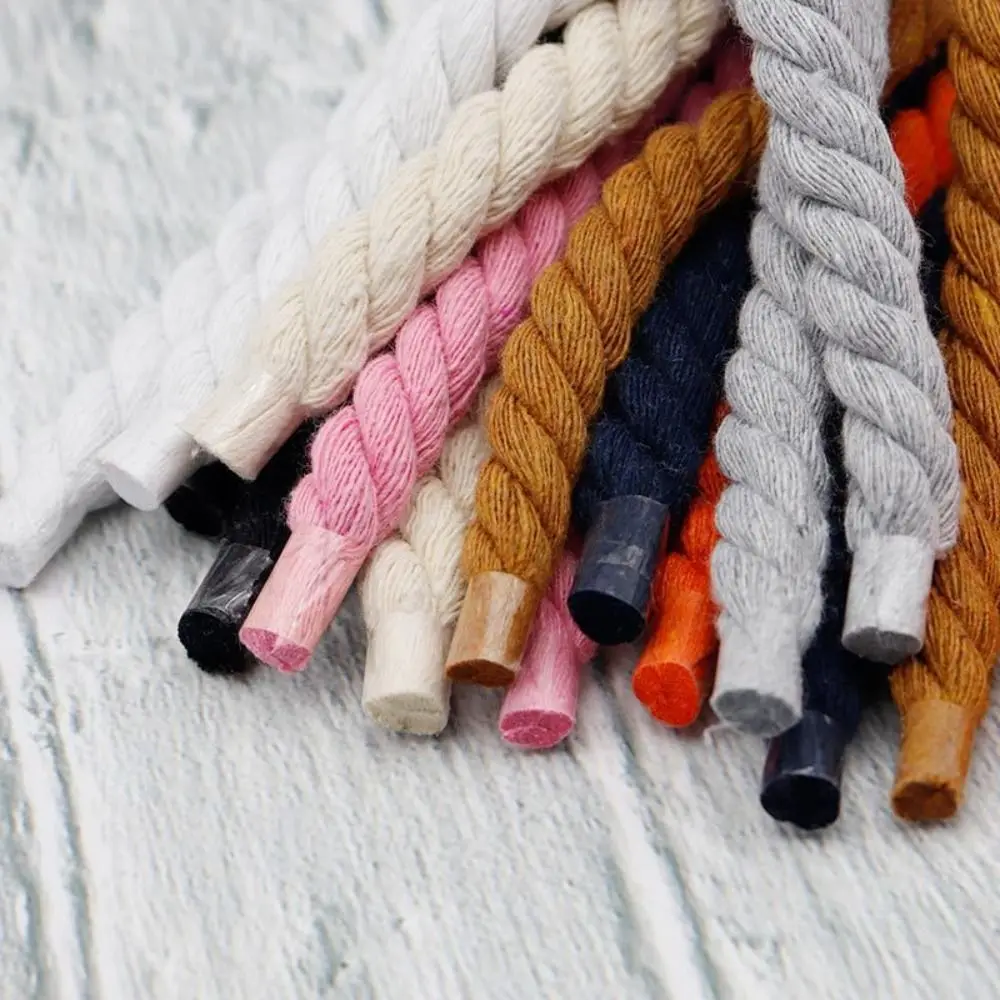 2PCS 10Colors Thick Rope Laces High Quality Polyester Cotton Weaving Twisted Rope 0.8cm120cm Width Round Solid Color Laces