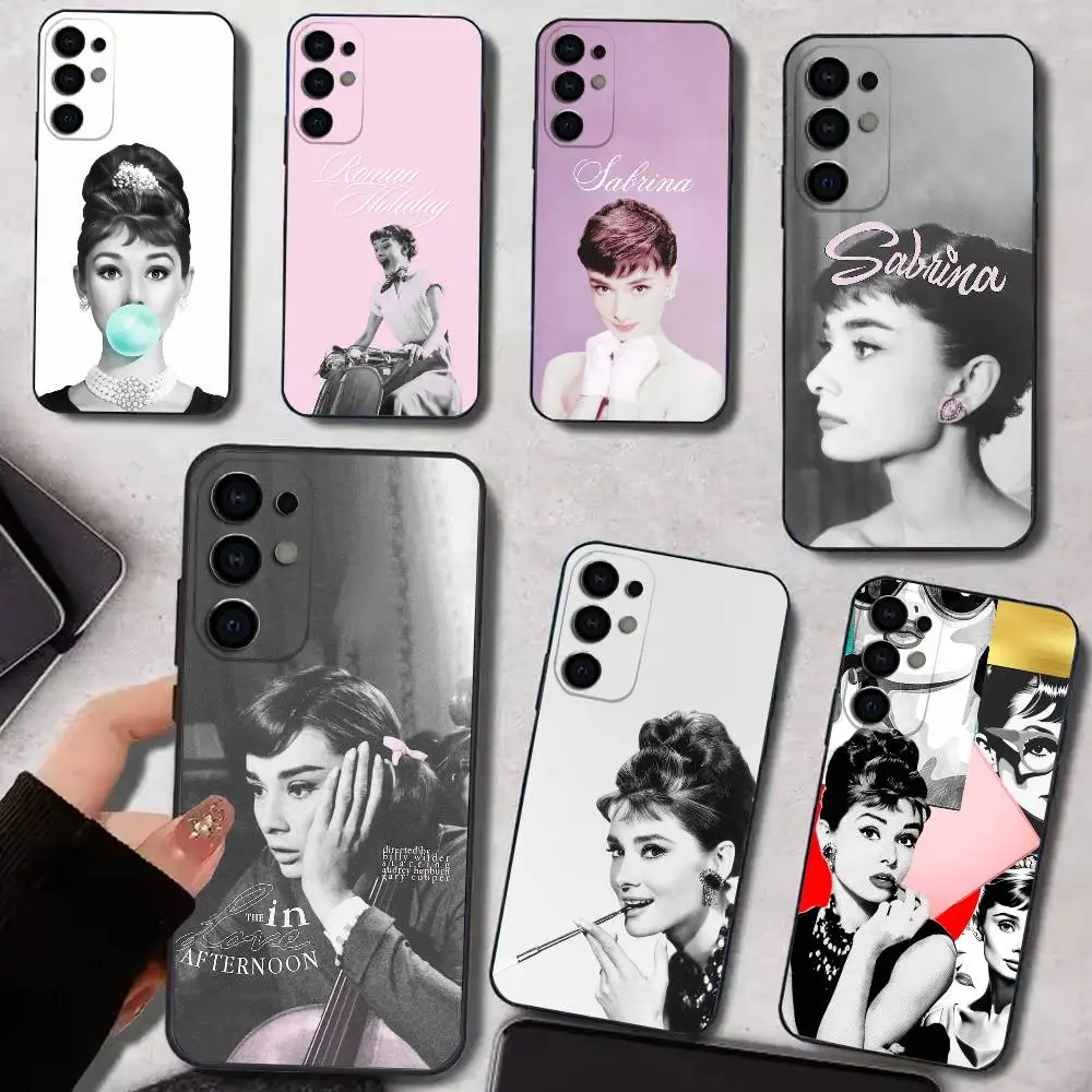 Actress A-Audrey Hepburn  Phone Case For Samsung S25,S24,S21,S22,S23,S30,Ultra,S20,Plus,Fe,Lite,Soft Black Cover