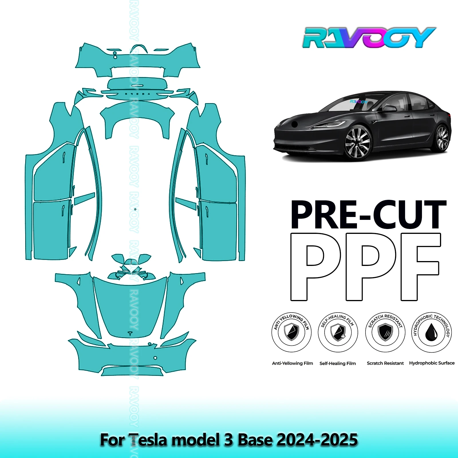 

Car Precut Paint Protection Film Full Vehicle Anti-scratch Exterior TPU PPF For Tesla model 3 Base 2024-2025