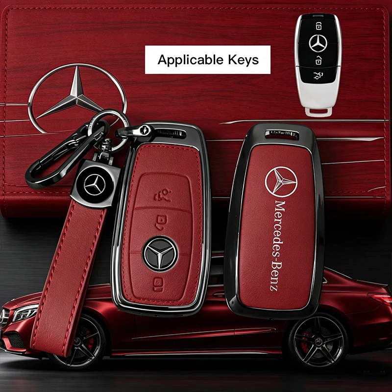 Leather Car Key Full Case Protection Cover Shell Holder For Mercedes Benz AMG W204 W205 W203 W210 W211 W212 W124 W126 W213 W201 view 4