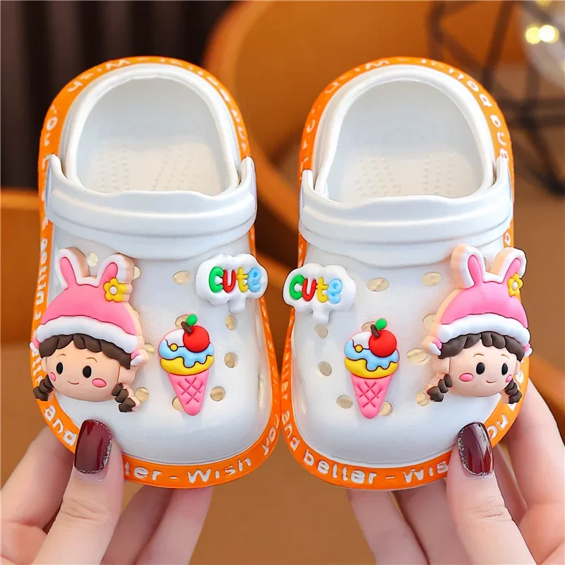 Kids Summer Outdoor Slippers Girl Baby Cartoon Cute Boy Antiskid Light Slippers Children Boys Cute Icecream Sandals