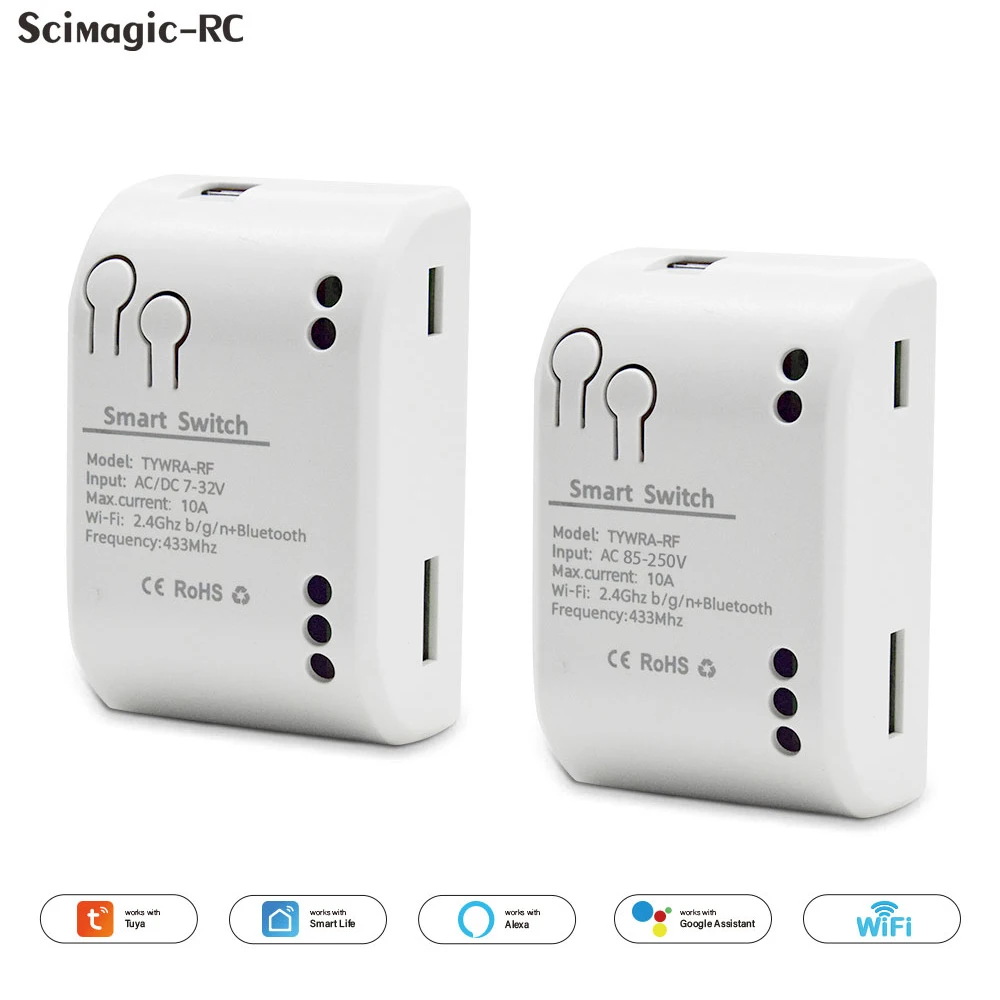 1CH Tuya Smart Remote Control Wireless Wifi Switch 12V 24V modulo 7-32V AC 220V 85-250V 2200W 10A interruttore relè Wifi