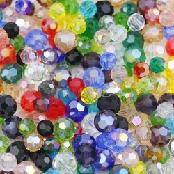 3/4/6/8/10MM High Quality AB Mixed Color Austrian Faceted Crystal Round Spacer Beads For DIY Bracelets Necklaces Jewelry Making