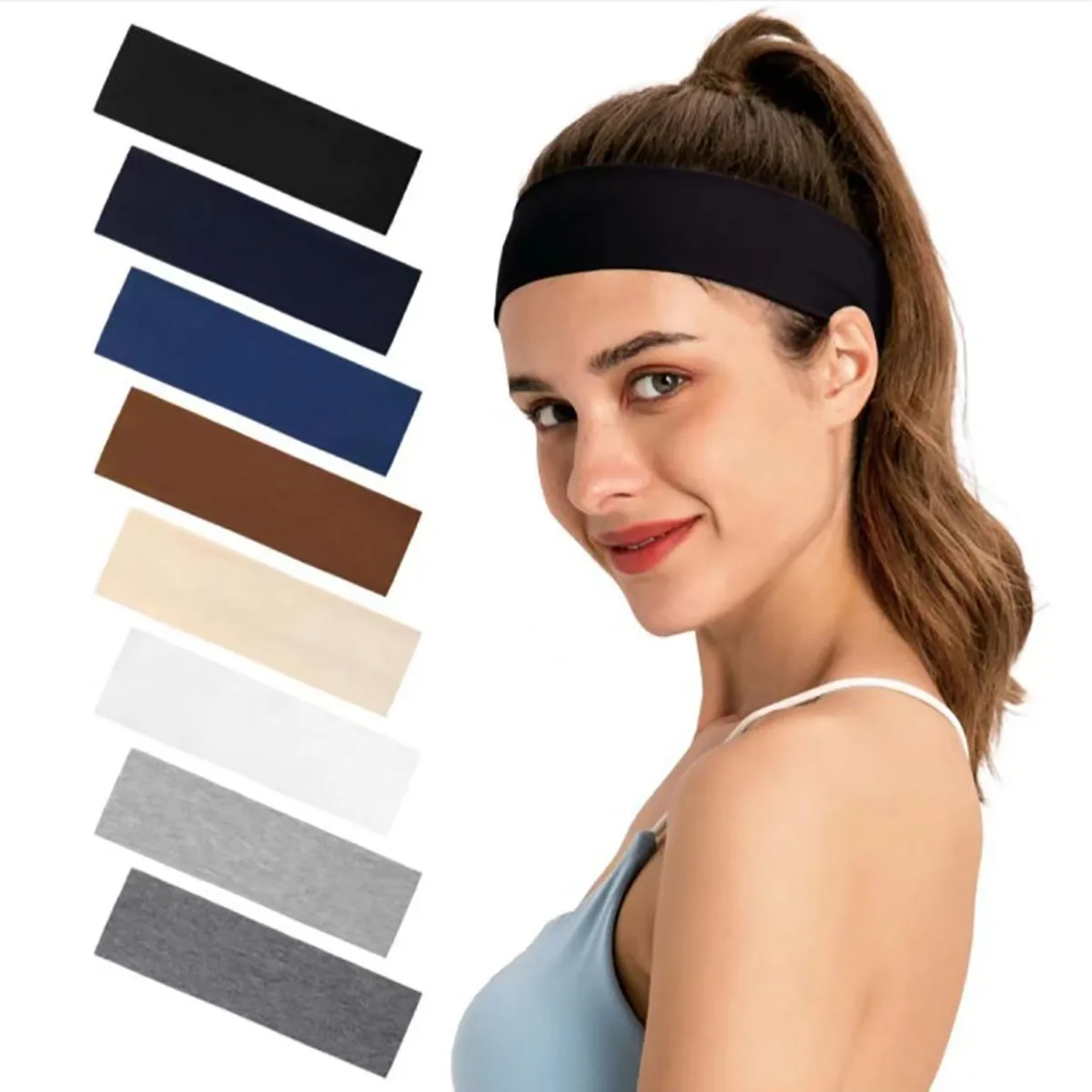 1PC Women Men Solid Running Absorb Sweat Headband Fitness Run Yoga Bandanas Daily Make Up Head Cover Hairbands Hair Accessories