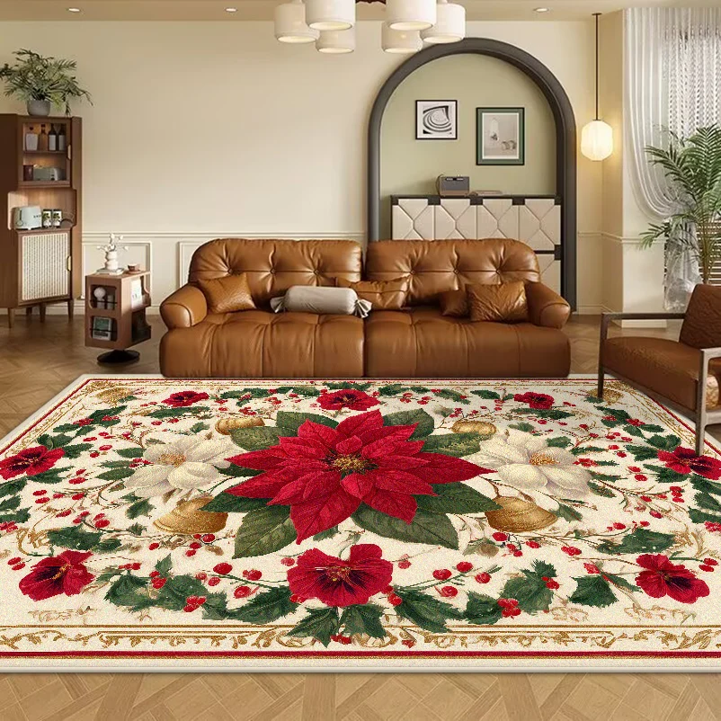 Christmas Luxurious Carpet Theme Indoor Area Living Room Mat Edge Large Mat Suitable for Bedroom Mats New Year Holiday Rugs