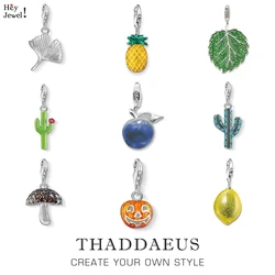 Lovely Blue Enamel Apple Pineapple Cactus Ginkgo Leaf Mushroom Pumpkin Lemon Pendant Charm For Women Girls Men Jewelry Gift