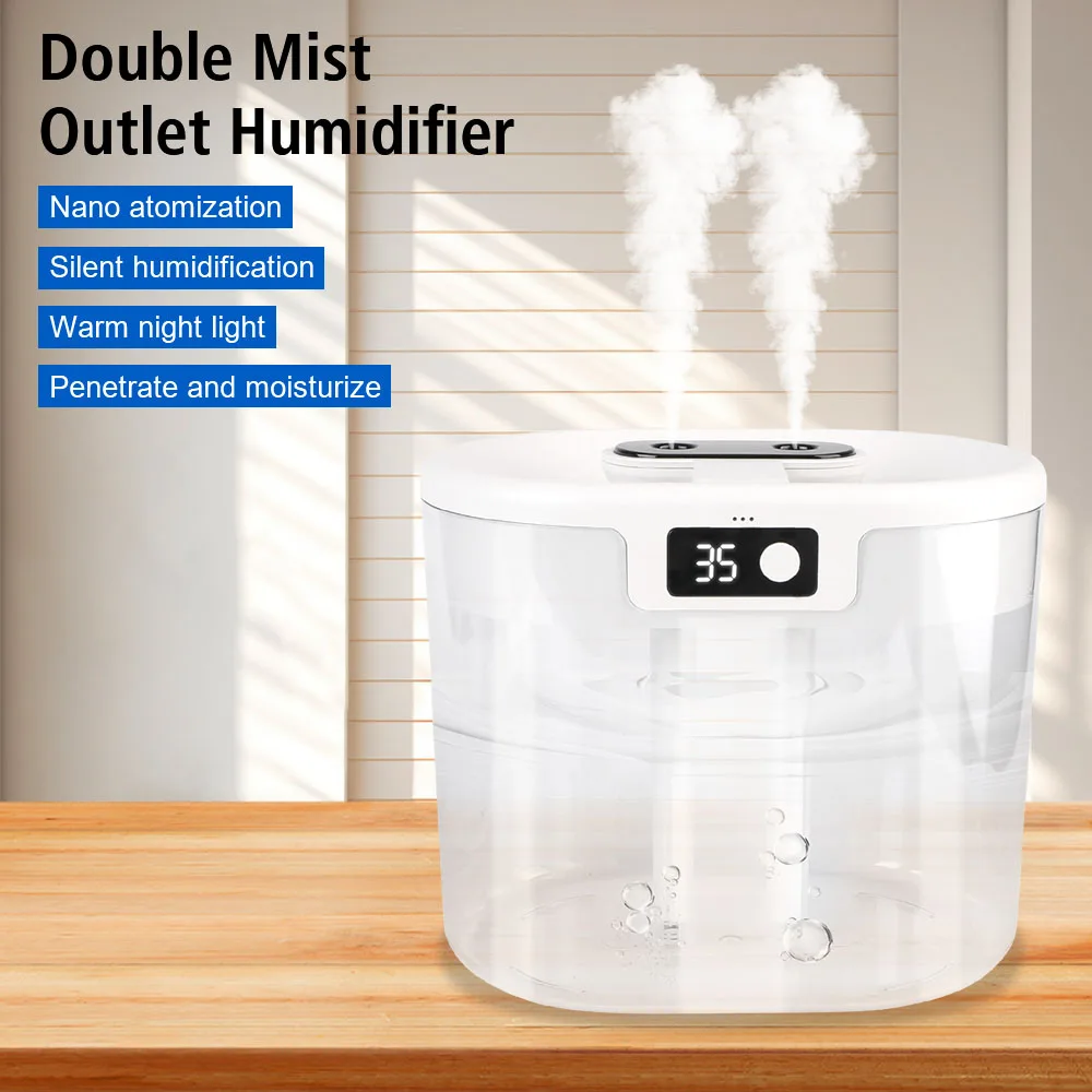 Bedroom Office Desktop Portable universal Two Port Spray Water Supplement Display Humidity 1500ML Air Humidifier Household