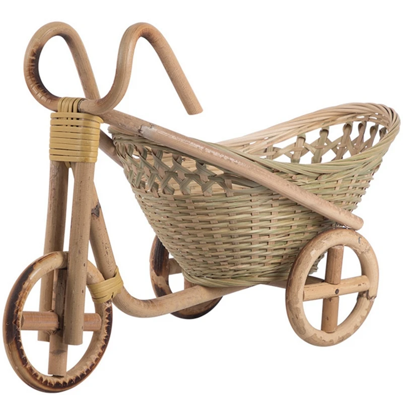 Handmade Bamboo Elephant Wicker Picnic Basket With Bamboo Handmade Woven Straw Fruit Basket