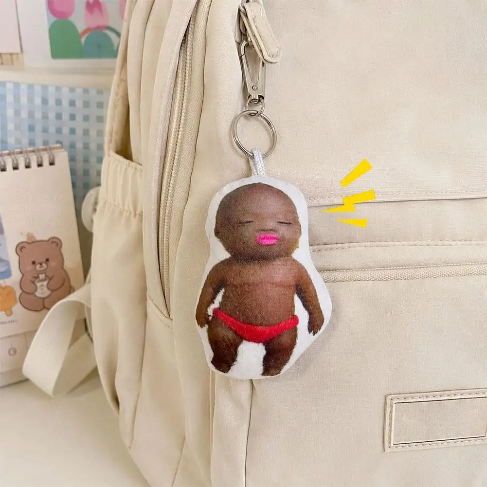 Talking Natasha Black Baby Baby Doll Keychain Novelty Prank Sound Making Plush Pendant Stress Relief Squeeze Fidget Toy